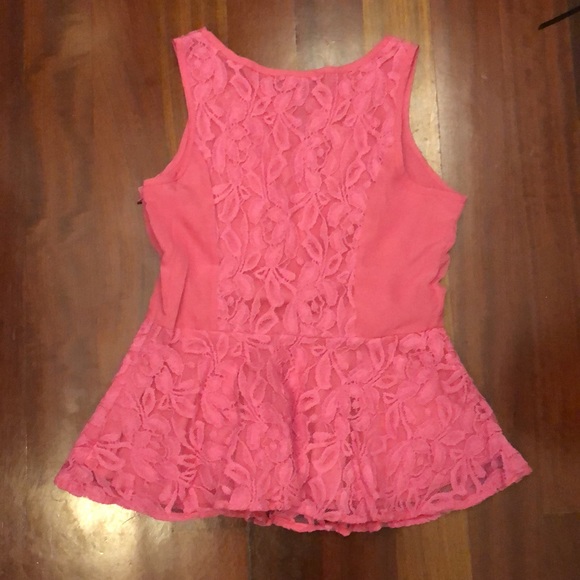 Pink Lace Peplum Top - Picture 2 of 3